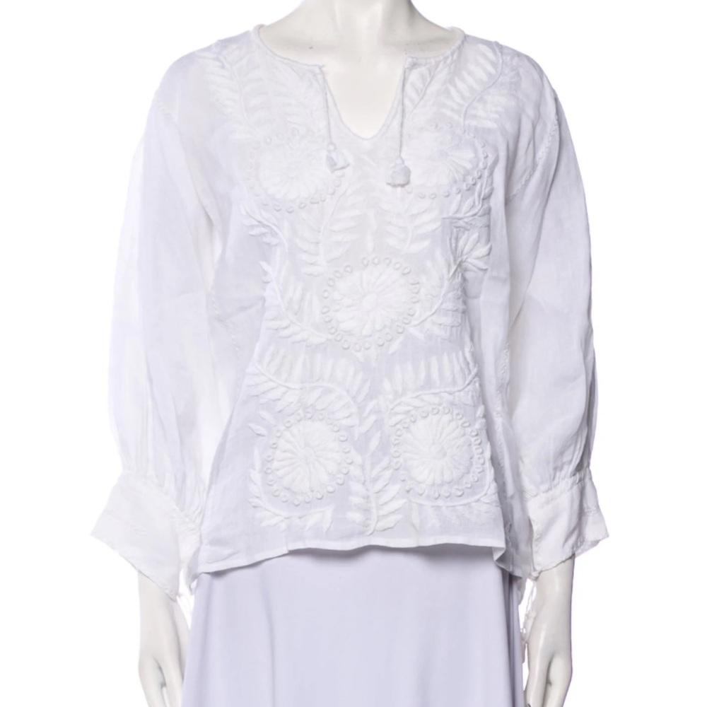 Nili Lotan White Embroidered Women's Top